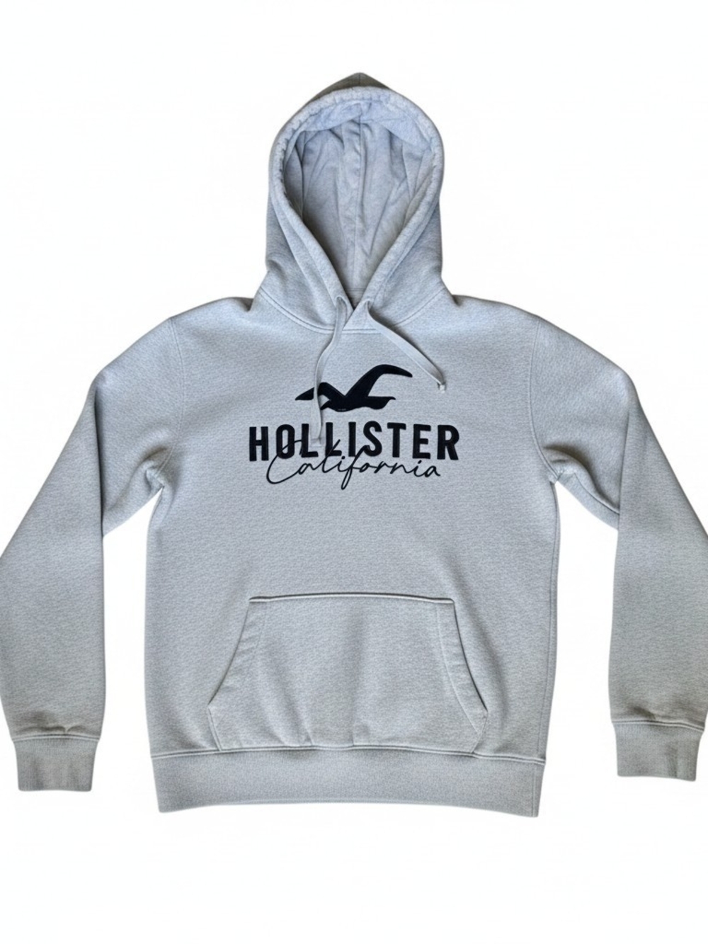 Hollister California Pullover Hoodie Gray Fleece Logo Sweatshirt Men's Medium